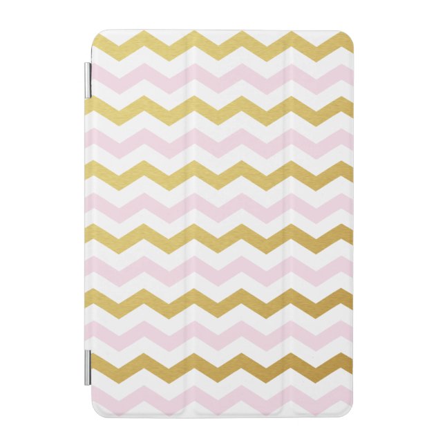Gold & Pink Chevron Pattern iPad Mini Case (Front)