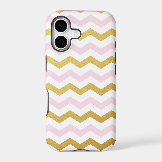 Gold & Pink Chevron Pattern iPhone Case (Back)