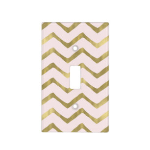 Gold Pink Chic Chevron Light Switch Cover