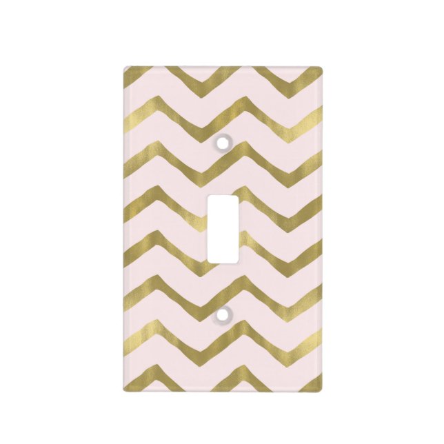 Gold Pink Chic Chevron Light Switch Cover (Front)