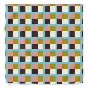 Gold Pink Chocolate Ivory Plaid Bandana