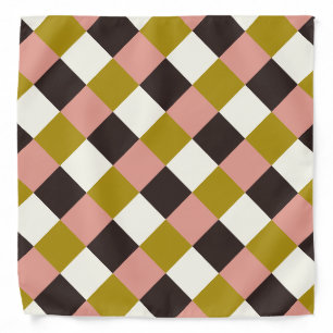 Gold Pink Chocolate Ivory Plaid Bandana