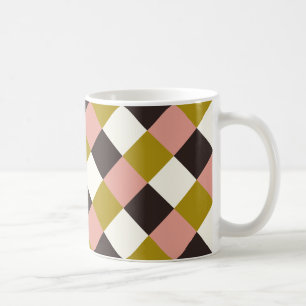 Gold Pink Chocolate Ivory Plaid Coffee Mug