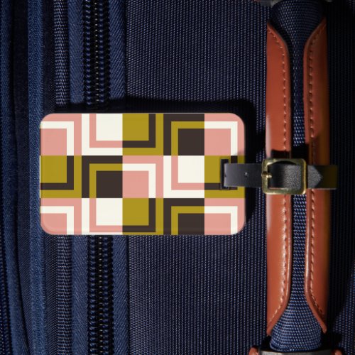 Gold Pink Chocolate Ivory Plaid  Luggage Tag