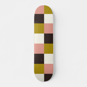 Gold Pink Chocolate Ivory Plaid Skateboard