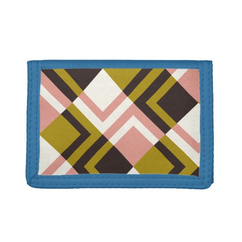 Gold Pink Chocolate Ivory Plaid  Trifold Wallet