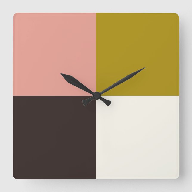 Gold Pink Chocolate Ivory Square Wall Clock (Front)