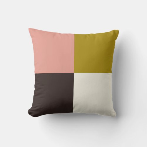 Gold Pink Chocolate Ivory Throw Pillow