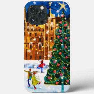 Gold Pink Christmas Winter Ice Skating iPhone 13 Pro Max Case