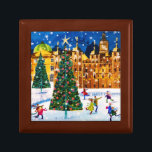 Gold Pink Christmas Winter Ice Skating  Gift Box<br><div class="desc">It’s an evening of snowy fun. Everybody enjoy a night of ice skating on the rink. In the wintery scene around them,  the glow of Christmas tree illuminates the freshly falling snow.</div>