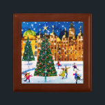 Gold Pink Christmas Winter Ice Skating  Gift Box<br><div class="desc">It’s an evening of snowy fun. Everybody enjoy a night of ice skating on the rink. In the wintery scene around them,  the glow of Christmas tree illuminates the freshly falling snow.</div>