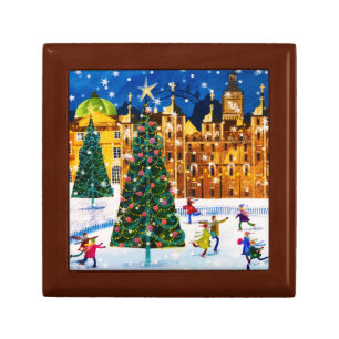 Gold Pink Christmas Winter Ice Skating Gift Box