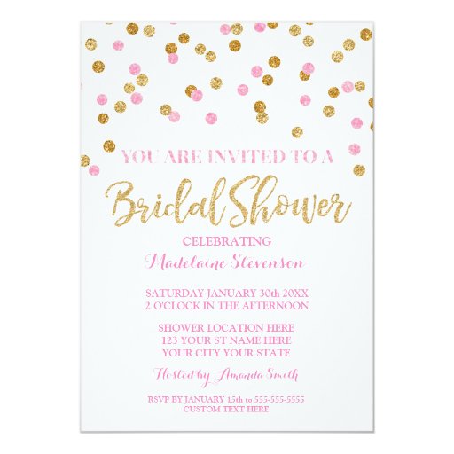 Pink And Gold Bridal Shower Invitations 7