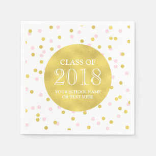 Gold Pink Confetti Class of 2018 Graduation Paper Napkins