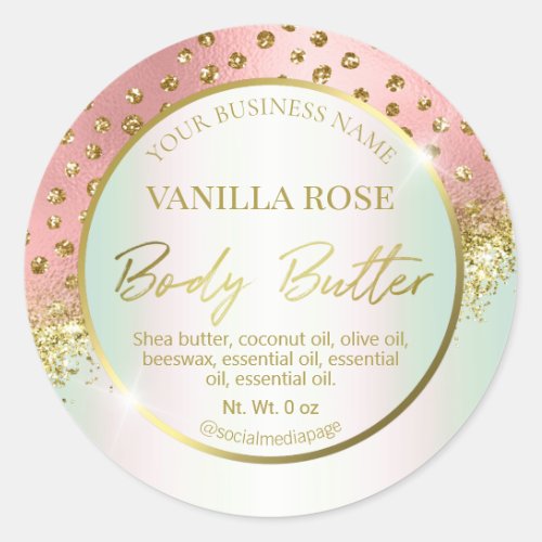 Gold Pink Confetti Holographic Body Butter Labels
