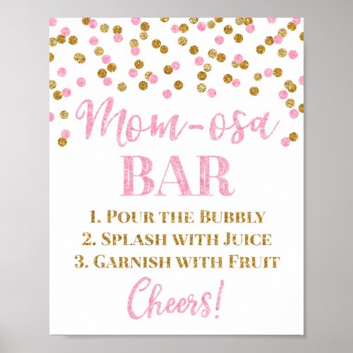 Gold Pink Confetti Mom_osa Bar Sign Baby Shower