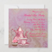 Gold Pink Damask Bridal Tea Party Invitation (Back)