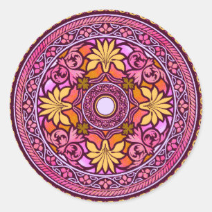 Gold & Pink Disc Indian Wedding Invitation Sticker