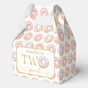 Gold Pink Donut Birthday Favor Boxes