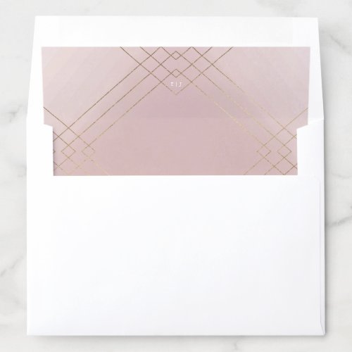 Gold Pink Elegance Diamond Geo Deco Wedding Envelope Liner
