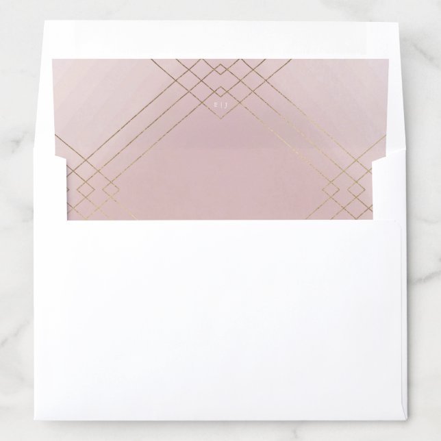 Gold Pink Elegance Diamond Geo Deco Wedding Envelope Liner (In Envelope)