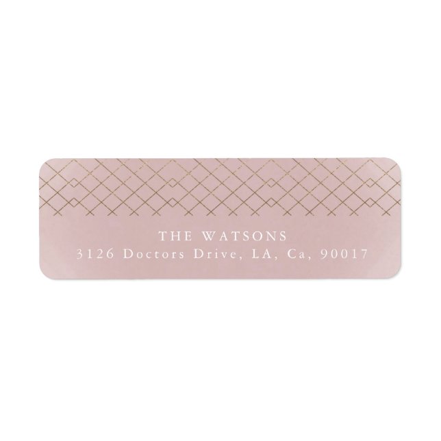Gold Pink Elegance Diamond Geo Deco Wedding Label (Front)