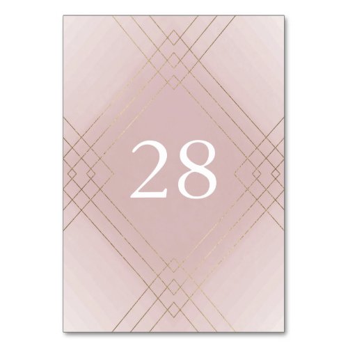Gold Pink Elegance Diamond Geo Deco Wedding Table Number