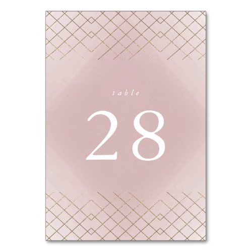 Gold Pink Elegance Diamond Geo Deco Wedding Table Number