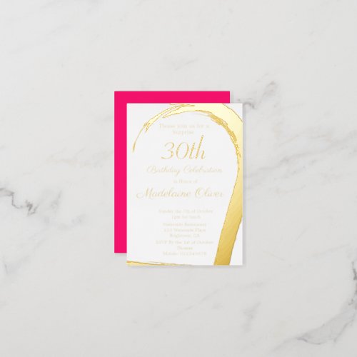 Gold Pink Elegant 30th Birthday   Foil Invitation