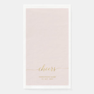 Gold & Pink   Elegant Lettering Cheers Custom Paper Guest Towels