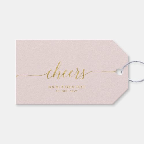 Gold  Pink Elegant Lettering Cheers Party Gift Tags