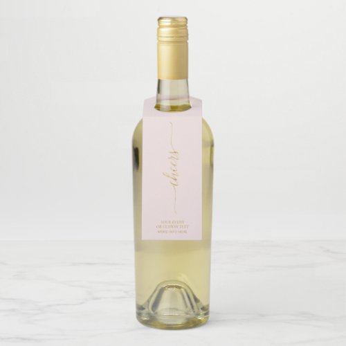 Gold  Pink Elegant Minimal Script Cheers Party Bottle Hanger Tag