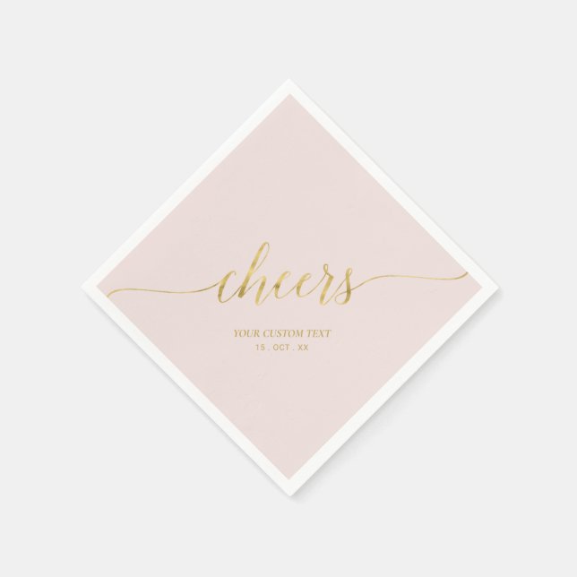 Gold & Pink Elegant Stylish Lettering Cheers Napki Napkins (Corner)