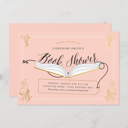 Gold Pink Fairy Tale Storybook Baby Shower Invitation