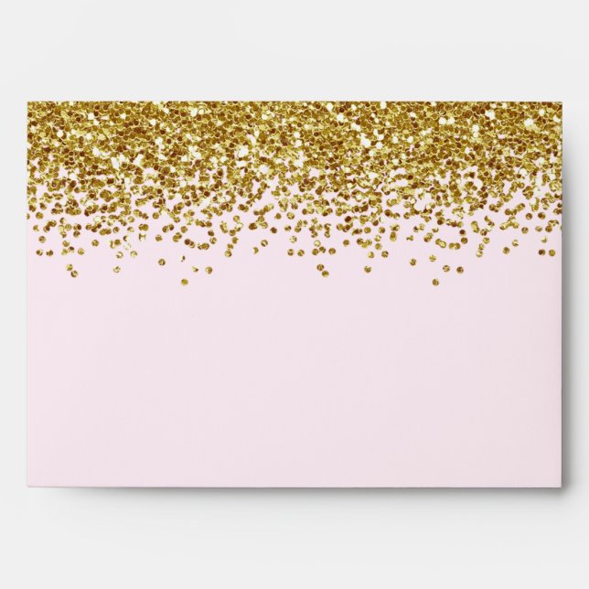 Gold Pink Faux Glitter Envelope (Front)