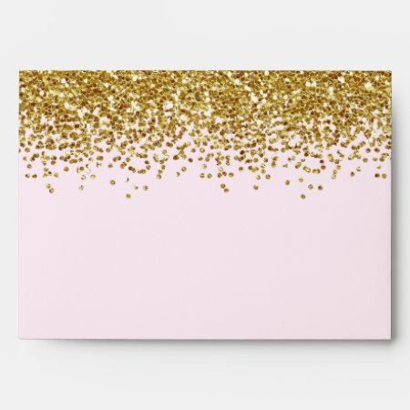 Gold Pink Faux Glitter Envelope