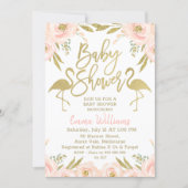 Gold Pink Flamingo Baby Shower Invitation (Front)
