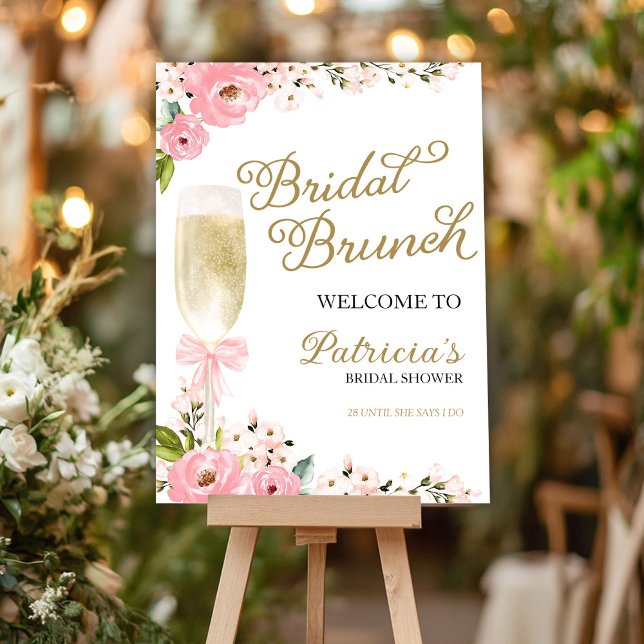 Gold Pink Floral Bridal Brunch Welcome Sign (Creator Uploaded)