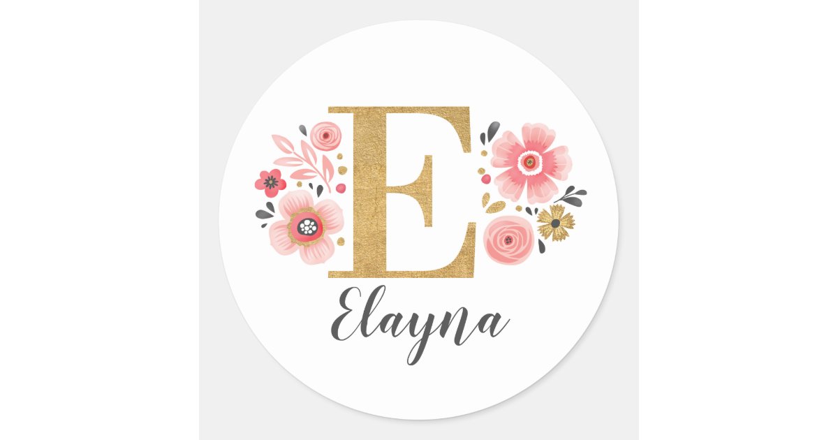  Personalized Name & Initial Letter Monogram Floral