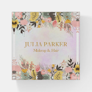Gold Pink Floral Paperweight