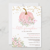 gold pink floral pumpkin watercolor baby shower invitation (Front)