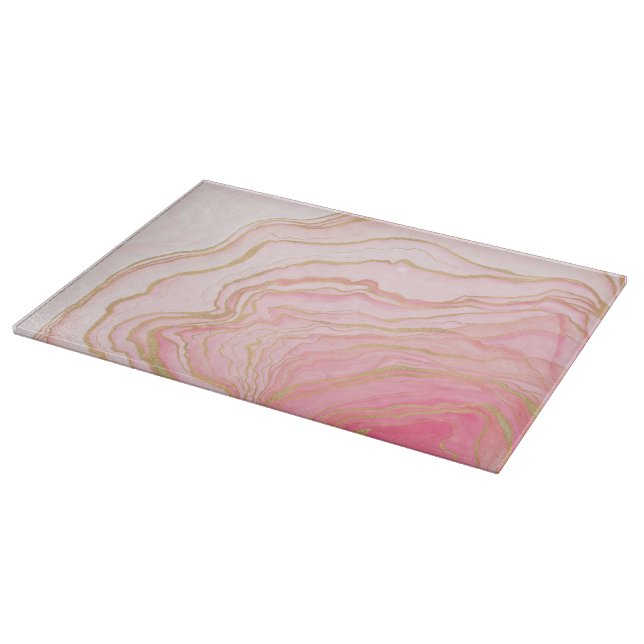 Gold Pink Fluid Liquid Painting Cutting Board (Corner)
