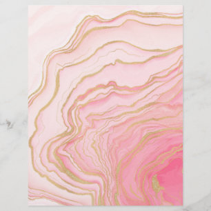 Gold Pink Fluid Liquid Painting Letterhead