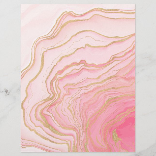 Gold Pink Fluid Liquid Painting Letterhead (Front)