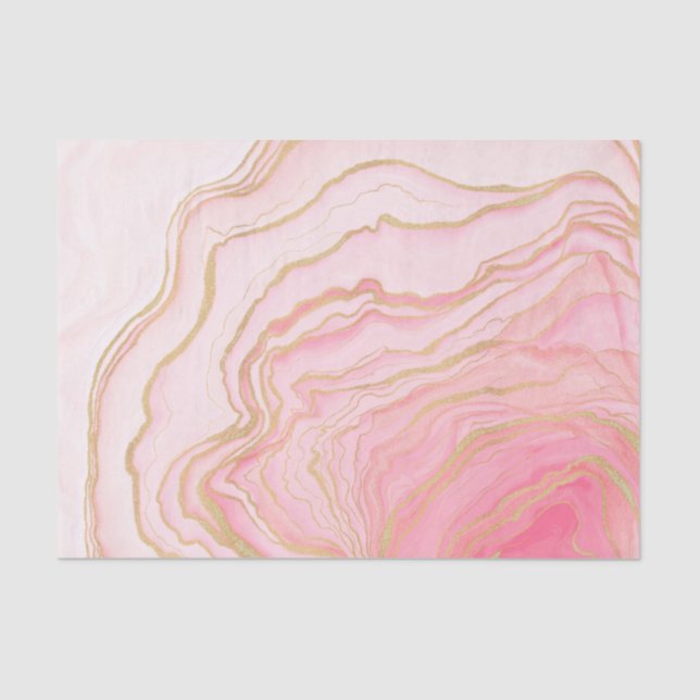 Gold Pink Fluid Liquid Painting Tissue Paper (Front)