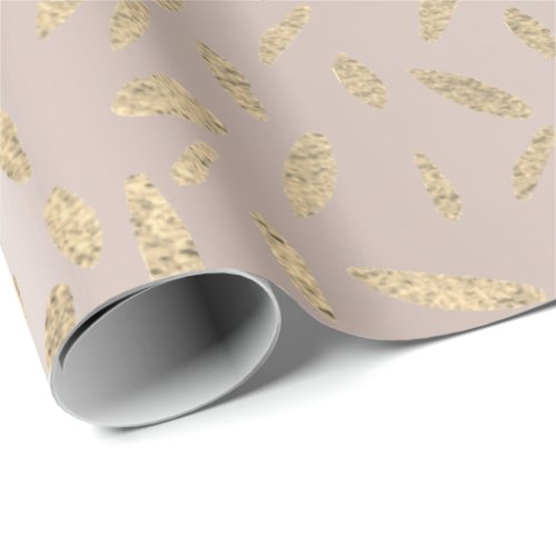 Gold Pink Foxier Glitter Confetti Leaf Pearl Blush Wrapping Paper