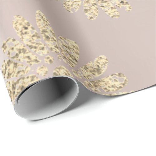 Gold Pink Foxier Glitter Floral Pearl Blush Wrapping Paper