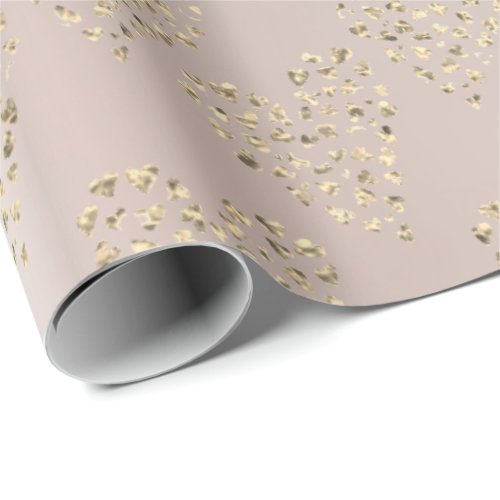Gold Pink Foxier Glitter Hearts Pearly Blush Wrapping Paper