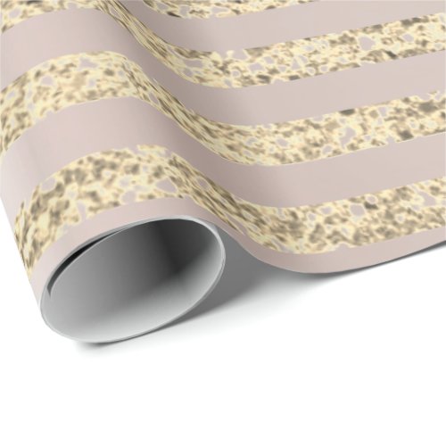 Gold Pink Foxier Glitter Stripes Lines Pearl Blush Wrapping Paper