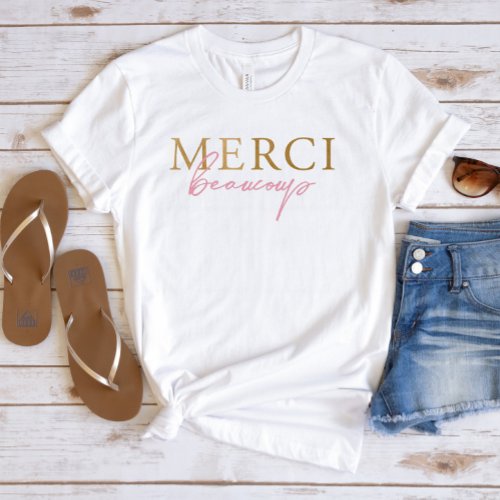 Gold Pink French Merci Beaucoup T_Shirt